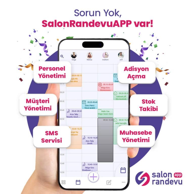 Bu görselde 3d illustrasyon el 3d akıllı telefon tutuyor. Ekranında salon randevu app uygulaması açık olduğu görülüyor. Bu görselin üzerinde de salon randevu app uygulamasının özellikleri yer alıyor. Bu görsel salonrandevuapp tanıtımı yapan bir sosyal medya gönderisidir.